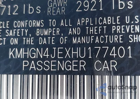 2017 Genesis G80 3.8 z USA, uszkodzony, nr VIN KMHGN4JEXHU177401